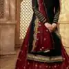 Maroon Satin Georgette Stone Work Salwar Suit