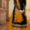 Yellow Satin Georgette Stone Work Salwar Suit