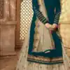 Teal Satin Georgette Stone Work Salwar Suit