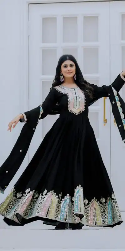ZF 5002 Black Color Chinon Silk Salwar Suit with Embroidery Work. Festive Deal ₹2099. Delivery 4-6 Working Days. Shop now. | Jump Suits, Tops & Bottoms, Track Suits, Trendy Wear, Salwar suit, Designer Suits, Casual Suits, Creative suits, Palazzo Suits, Party Wear Suits, Patiala Suits, Straight Suits
