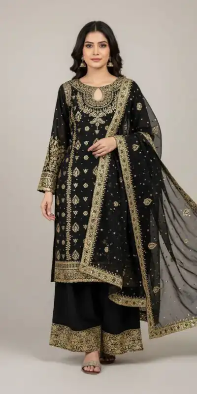 SRK 5231 Red Color Pure Chinnon Silk With Embroidery Sequence Work Salwar Suit Casual, Wedding, Party, Festive, Events Etc.4-6 Working Days@ 2699/-only | Jump Suits, Salwar suit, Designer Suits, Casual Suits, Creative suits, Palazzo Suits, Party Wear Suits, Patiala Suits, Straight Suits