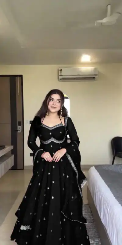 Black Georgette Sequence Gown