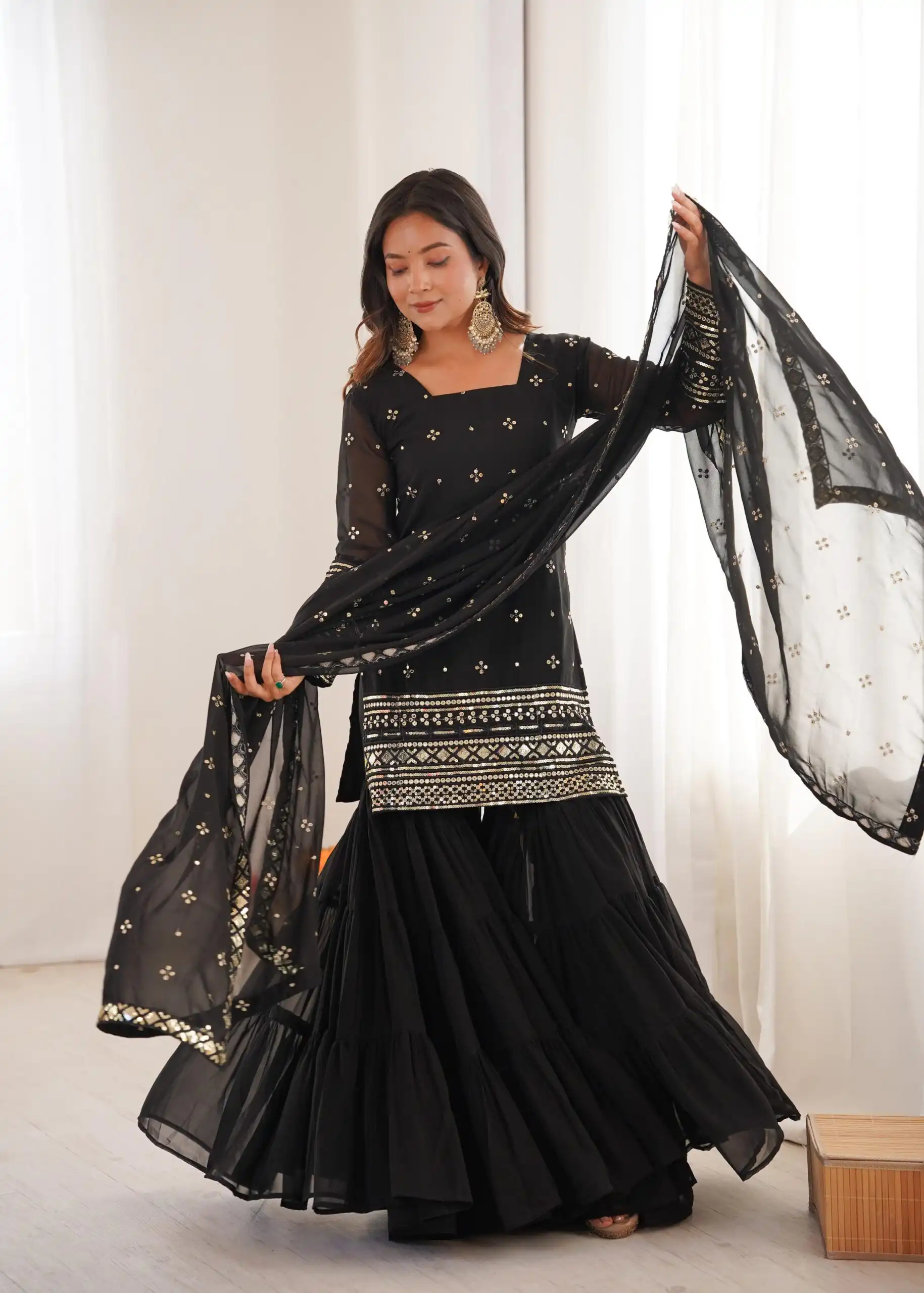 SRK 5317 Black Georgette Salwar Suit with Embroidery Work. Wedding, Party, Festive Best Price ₹2399. Delivery 4-6 Working Days. Shop now. | Jump Suits, Tops & Bottoms, Track Suits, Trendy Wear, Salwar suit, Designer Suits, Casual Suits, Creative suits, Palazzo Suits, Party Wear Suits, Patiala Suits, Straight Suits