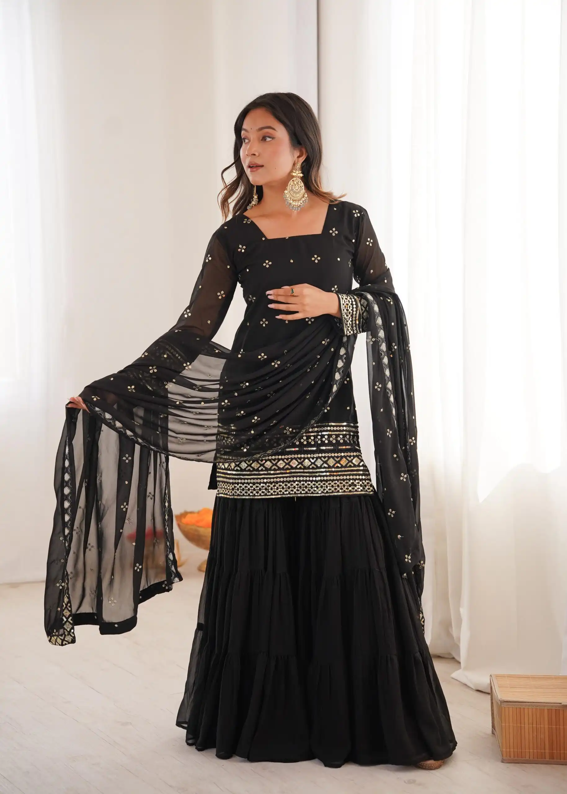 SRK 5317 Black Georgette Salwar Suit with Embroidery Work. Wedding, Party, Festive Best Price ₹2399. Delivery 4-6 Working Days. Shop now. | Jump Suits, Tops & Bottoms, Track Suits, Trendy Wear, Salwar suit, Designer Suits, Casual Suits, Creative suits, Palazzo Suits, Party Wear Suits, Patiala Suits, Straight Suits