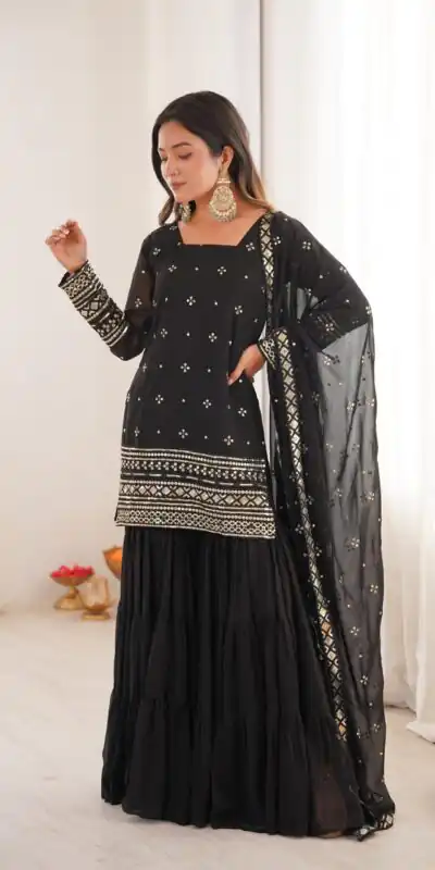 SRK 5317 Black Georgette Salwar Suit with Embroidery Work. Wedding, Party, Festive Best Price ₹2399. Delivery 4-6 Working Days. Shop now. | Jump Suits, Tops & Bottoms, Track Suits, Trendy Wear, Salwar suit, Designer Suits, Casual Suits, Creative suits, Palazzo Suits, Party Wear Suits, Patiala Suits, Straight Suits