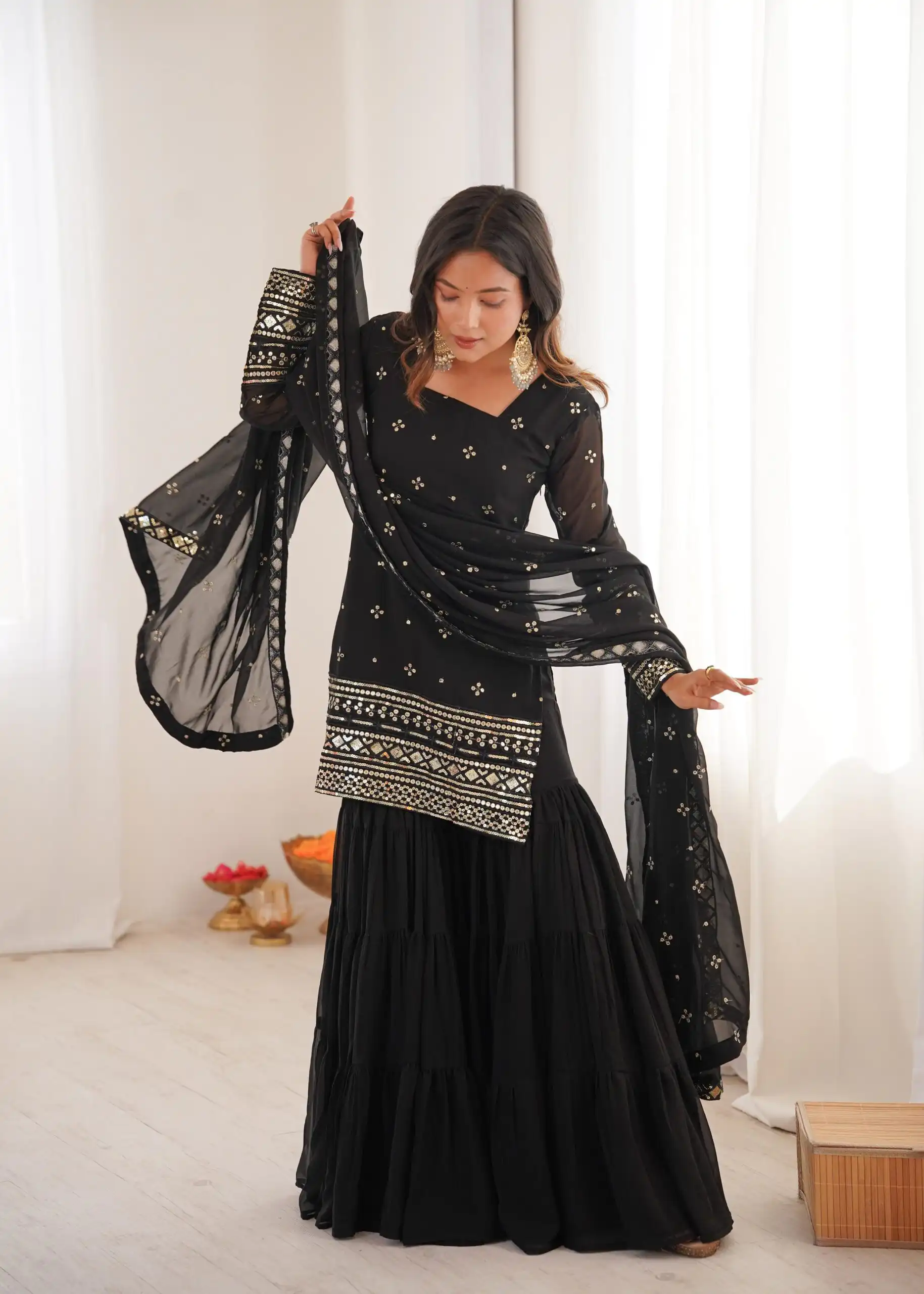 SRK 5317 Black Georgette Salwar Suit with Embroidery Work. Wedding, Party, Festive Best Price ₹2399. Delivery 4-6 Working Days. Shop now. | Jump Suits, Tops & Bottoms, Track Suits, Trendy Wear, Salwar suit, Designer Suits, Casual Suits, Creative suits, Palazzo Suits, Party Wear Suits, Patiala Suits, Straight Suits