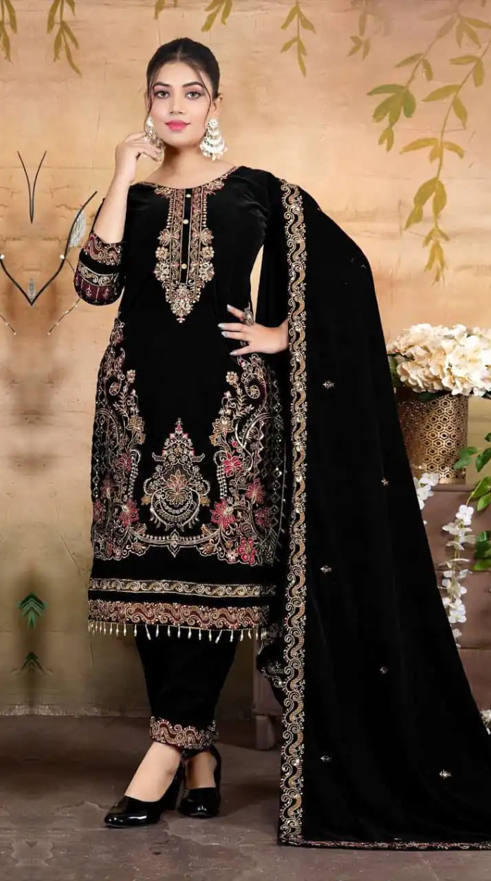 FC 1198 Black Velvet Salwar Suit with Embroidery Work & Lace Work. Festive Deal ₹2549. Delivery 4-6 Working Days. Shop now. | Jump Suits, Tops & Bottoms, Track Suits, Trendy Wear, Salwar suit, Designer Suits, Casual Suits, Creative suits, Palazzo Suits, Party Wear Suits, Patiala Suits, Straight Suits