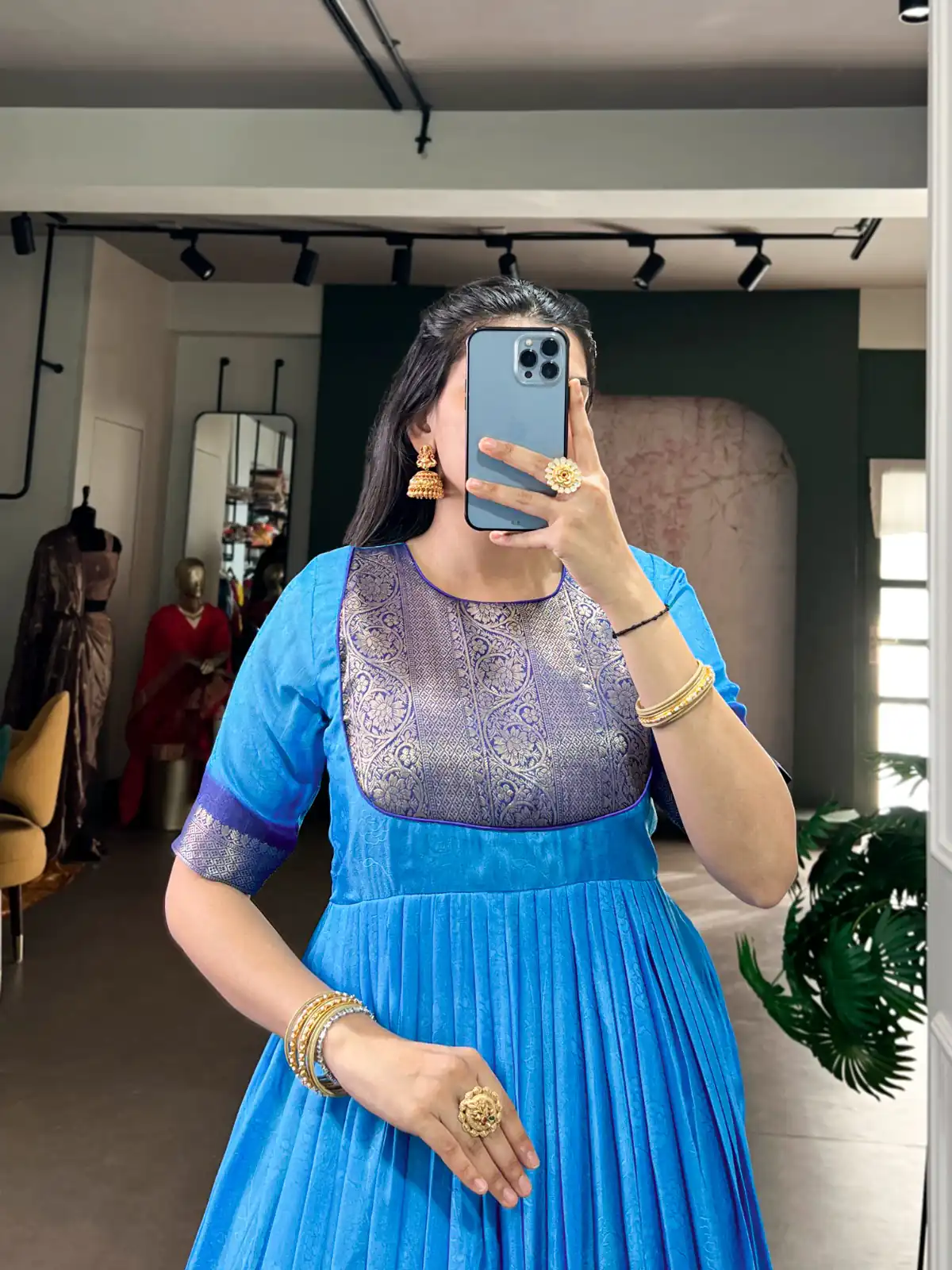 YNF 5012 Blue Mass Mello Gown with Zari Work. Available at ₹1799 only. Wedding, Party, Festive, Events Delivery 4-6 Working Days. Shop now. | Gowns, Bollywood Gowns, Creative Gowns, Designer Gowns, Embroidered Gowns, Party Wear Gowns