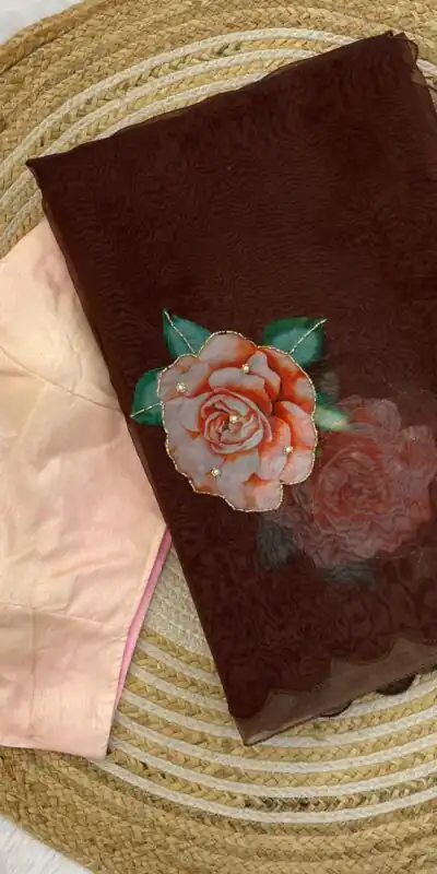 BT 412 Brown TB Organza Saree with Digital Print. Wedding, Party, Festive, Events, Navratri Garba, Special Price ₹1649. Delivery 4-6 Working Days. Shop now. | Sarees, Bollywood Sarees, Creative Sarees, Designer Sarees, Embroidered Sarees, Ethnic Saree, Modern Digital sarees, Party Wear Sarees