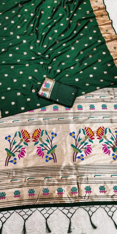 MB 2 Dark Green Paithani Silk Saree with Lace Work & Zari Work. Introductory Price ₹2049. Delivery 4-6 Working Days. Shop now. | Sarees, Bollywood Sarees, Creative Sarees, Designer Sarees, Embroidered Sarees, Ethnic Saree, Modern Digital sarees, Party Wear Sarees