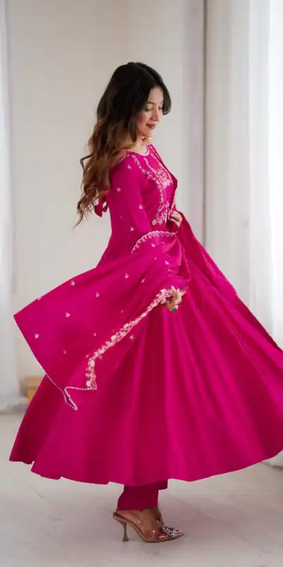 KB 289 Dark Pink with Bead Work & Embroidery Work Roman Chanderi Silk Salwar Suit . Special Price ₹2399. Delivery 4-6 Working Days. Shop now. | Jump Suits, Tops & Bottoms, Track Suits, Trendy Wear, Salwar suit, Designer Suits, Casual Suits, Creative suits, Palazzo Suits, Party Wear Suits, Patiala Suits, Straight Suits