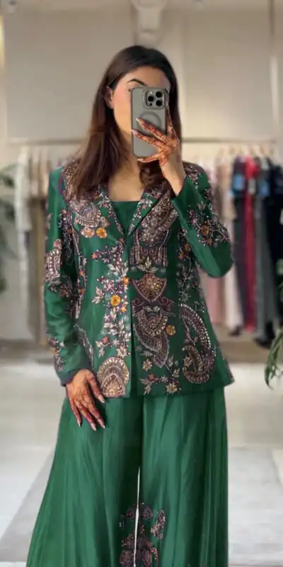 BE 436 Green Chinon Salwar Suit with Embroidery Work. Wedding, Party, Festive, Now at just ₹2399. Delivery 4-6 Working Days. Shop now. | Jump Suits, Tops & Bottoms, Track Suits, Trendy Wear, Salwar suit, Designer Suits, Casual Suits, Creative suits, Palazzo Suits, Party Wear Suits, Patiala Suits, Straight Suits
