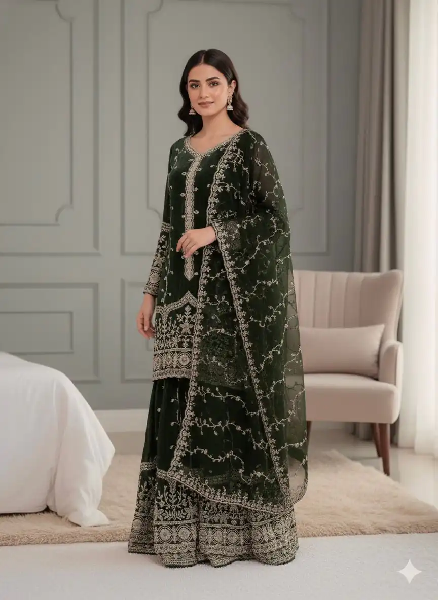 SSR 533 Green Color Fendy Silk Salwar Suit with Embroidery Work. Affordable Price ₹2149. Delivery 4-6 Working Days. Shop now. | Jump Suits, Salwar suit, Designer Suits, Casual Suits, Creative suits, Palazzo Suits, Party Wear Suits, Patiala Suits, Straight Suits