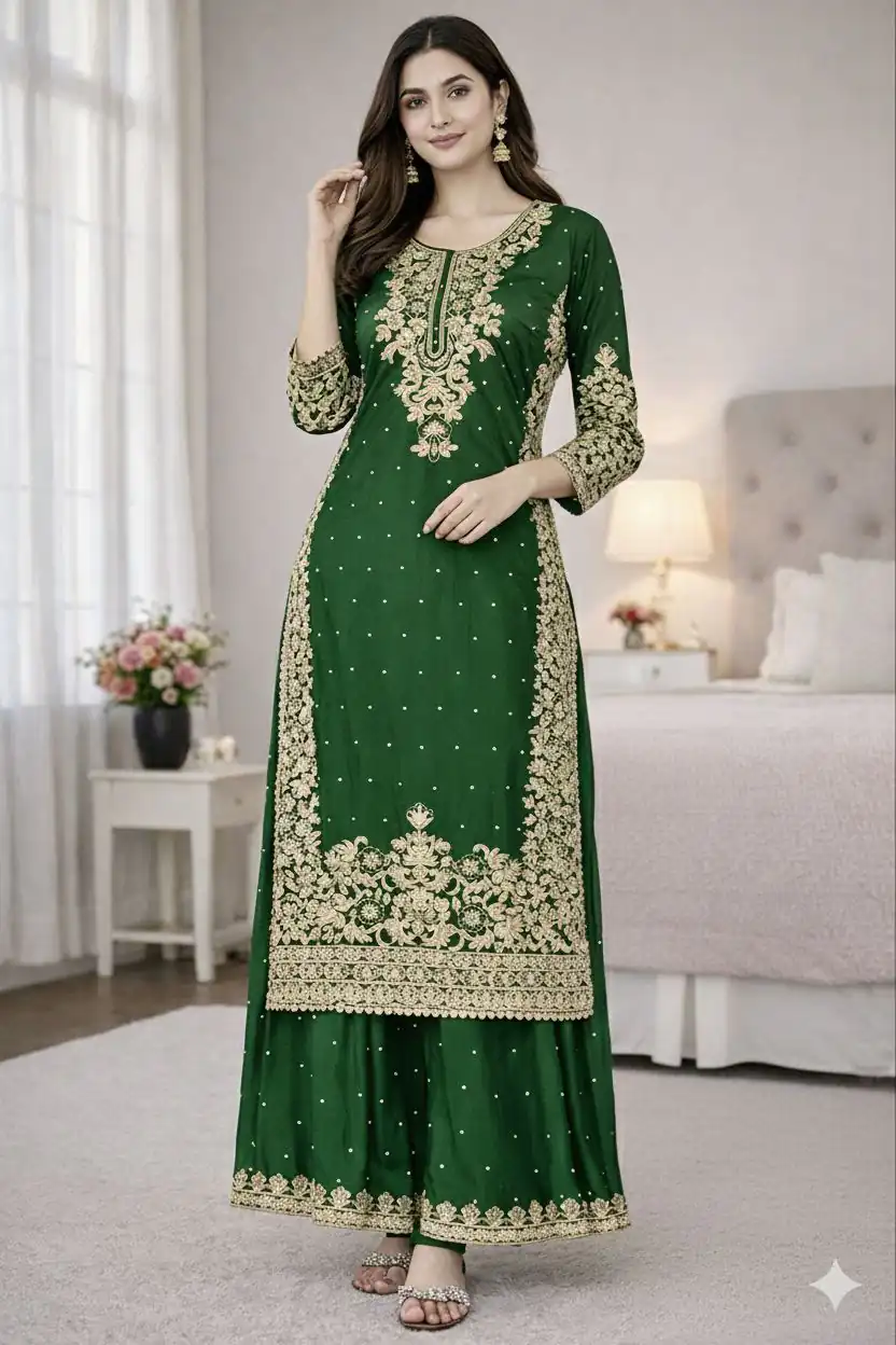 SSR 535 Green in Organza Silk Embroidery Work Salwar Suit . Available at ₹2399 only. Delivery 4-6 Working Days. Shop now. | Jump Suits, Tops & Bottoms, Track Suits, Trendy Wear, Salwar suit, Designer Suits, Casual Suits, Creative suits, Palazzo Suits, Party Wear Suits, Patiala Suits, Straight Suits