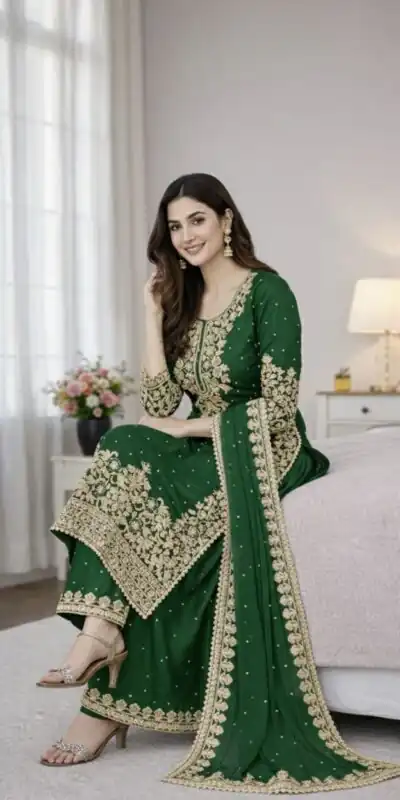 SSR 535 Green in Organza Silk Embroidery Work Salwar Suit . Available at ₹2399 only. Delivery 4-6 Working Days. Shop now. | Jump Suits, Tops & Bottoms, Track Suits, Trendy Wear, Salwar suit, Designer Suits, Casual Suits, Creative suits, Palazzo Suits, Party Wear Suits, Patiala Suits, Straight Suits