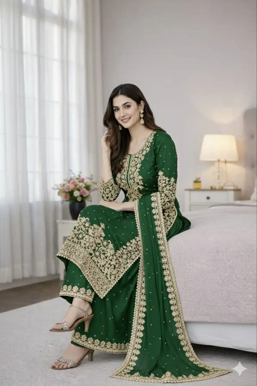 SSR 535 Green in Organza Silk Embroidery Work Salwar Suit . Available at ₹2399 only. Delivery 4-6 Working Days. Shop now. | Jump Suits, Tops & Bottoms, Track Suits, Trendy Wear, Salwar suit, Designer Suits, Casual Suits, Creative suits, Palazzo Suits, Party Wear Suits, Patiala Suits, Straight Suits