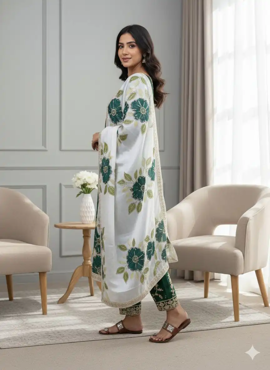 SRK 5315 Green Organza SILK Salwar Suit Perfect for Wedding, Party, Lohri, Ethnic Day, Eid – . Affordable Price ₹2499. Delivery 4-6 Working Days. | Jump Suits, Tops & Bottoms, Track Suits, Trendy Wear, Salwar suit, Designer Suits, Casual Suits, Creative suits, Palazzo Suits, Party Wear Suits, Patiala Suits, Straight Suits