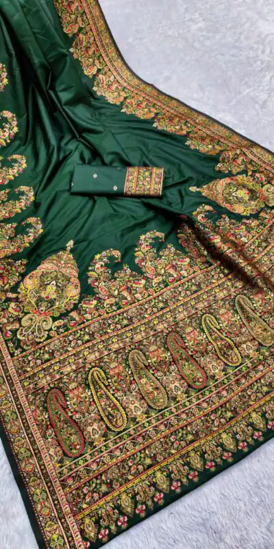 MB 46 Green Color Pashmina Silk Woven Motifs Saree . Wedding, Party, Festive, Available at ₹2399 only. Delivery 4-6 Working Days. Shop now. | Sarees, Bollywood Sarees, Creative Sarees, Designer Sarees, Embroidered Sarees, Ethnic Saree, Modern Digital sarees, Party Wear Sarees