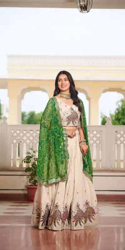 Ram 102 Green Color Pure Tissue silk Lehenga Choli with Embroidery Work. Grab it for ₹3249. Delivery 4-6 Working Days. Shop now. | Lehenga, Bollywood Lehenga, Creative Lehenga, Designer Lehenga, Embroidered Lehenga, Party Wear Lehenga