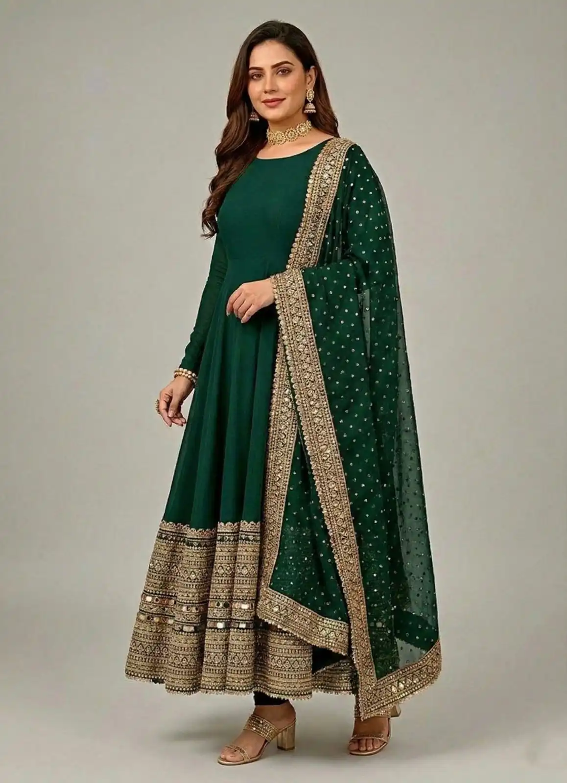 ZSR 3152 Green Color Roman silk Gown with Embroidery Work & Lace Work. Grab it for ₹2599. Delivery 4-6 Working Days. Shop now. | Gowns, Bollywood Gowns, Creative Gowns, Designer Gowns, Embroidered Gowns, Party Wear Gowns
