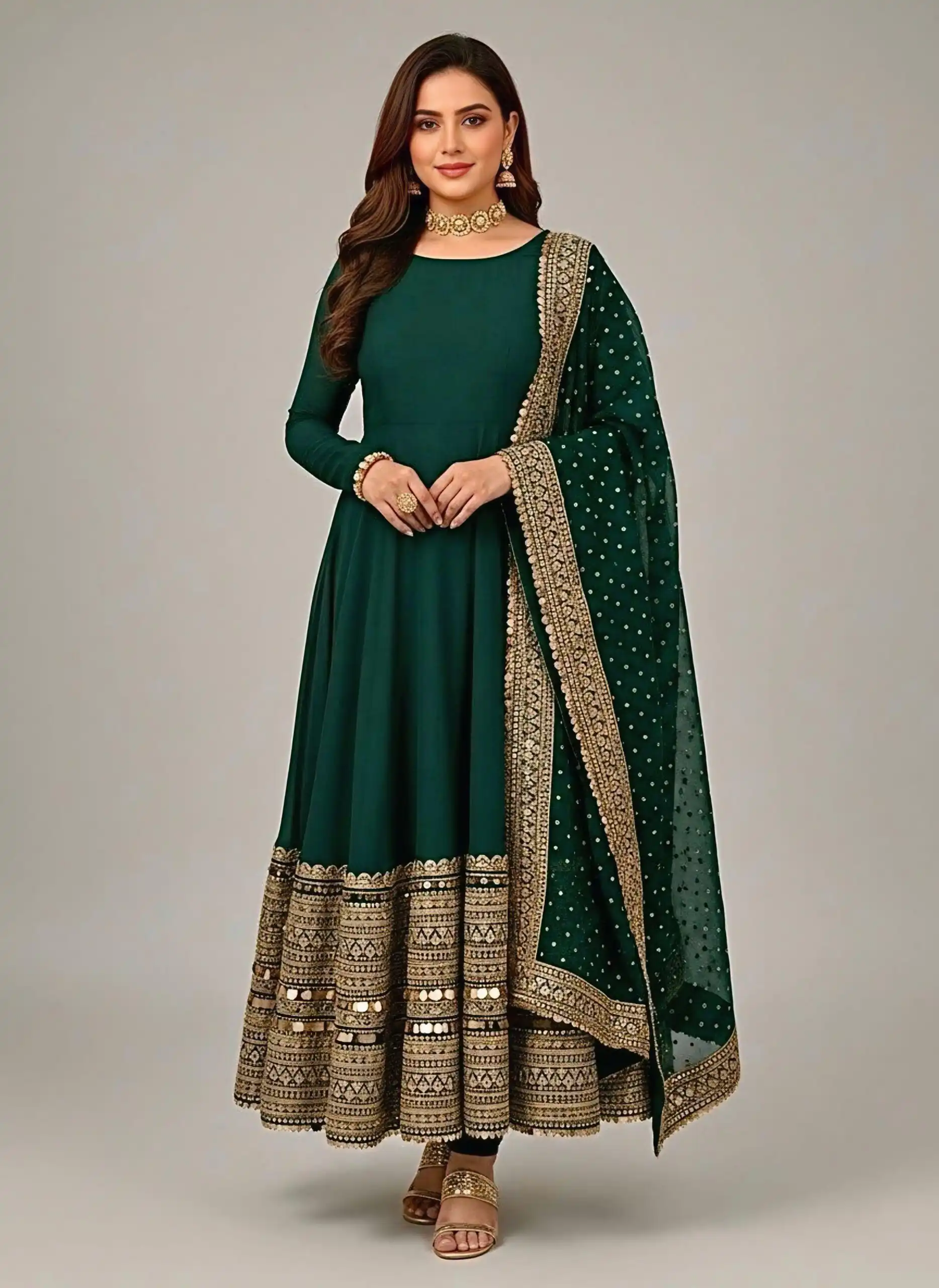 ZSR 3152 Green Color Roman silk Gown with Embroidery Work & Lace Work. Grab it for ₹2599. Delivery 4-6 Working Days. Shop now. | Gowns, Bollywood Gowns, Creative Gowns, Designer Gowns, Embroidered Gowns, Party Wear Gowns