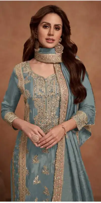 FC 1125 Grey Vichitra Salwar Suit with Embroidery Work & Lace Work. Available at ₹3049 only. Delivery 4-6 Working Days. Shop now. | Jump Suits, Tops & Bottoms, Track Suits, Trendy Wear, Salwar suit, Designer Suits, Casual Suits, Creative suits, Palazzo Suits, Party Wear Suits, Patiala Suits, Straight Suits