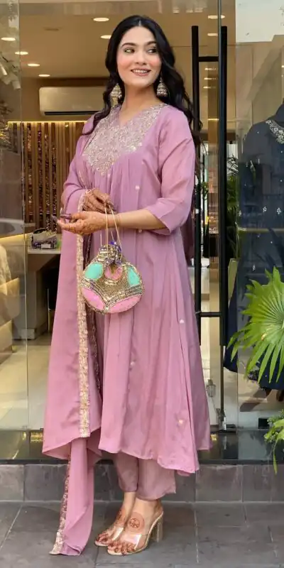 MF 818 Light Lavender Color Cotton Silk Salwar Suit with Mirror Work. Introductory Price ₹1699. Delivery 4-6 Working Days. Shop now. | Jump Suits, Salwar suit, Designer Suits, Casual Suits, Creative suits, Palazzo Suits, Party Wear Suits, Patiala Suits, Straight Suits