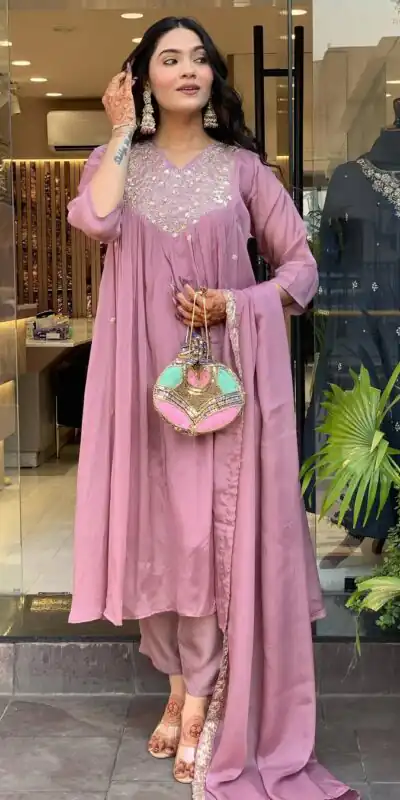 MF 818 Light Lavender Color Cotton Silk Salwar Suit with Mirror Work. Introductory Price ₹1699. Delivery 4-6 Working Days. Shop now. | Jump Suits, Salwar suit, Designer Suits, Casual Suits, Creative suits, Palazzo Suits, Party Wear Suits, Patiala Suits, Straight Suits