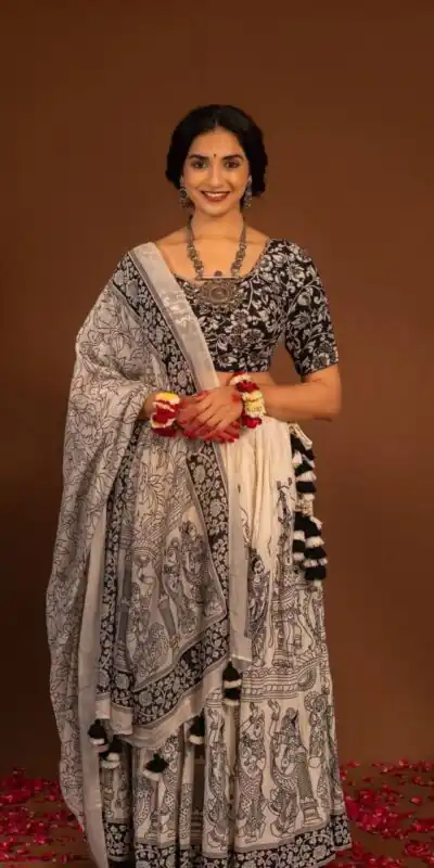 PC 440 Light Peach in Cotton Kalamkari Print Lehenga Choli . Available at ₹2149 only. Delivery 4-6 Working Days. Shop now. | Lehenga, Bollywood Lehenga, Creative Lehenga, Designer Lehenga, Embroidered Lehenga, Party Wear Lehenga