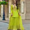 Lime Yellow Faux Georgette Embroidery Work Salwar Suit