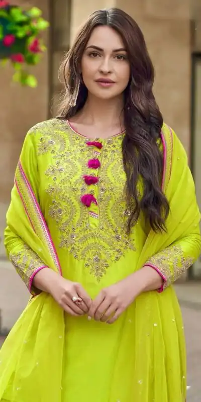 ST 233 Lime Yellow in Color Embroidery Work Salwar Suit Faux Georgette. Get it for ₹2049. Delivery 4-6 Working Days. Shop now. | Jump Suits, Tops & Bottoms, Track Suits, Trendy Wear, Salwar suit, Designer Suits, Casual Suits, Creative suits, Palazzo Suits, Party Wear Suits, Patiala Suits, Straight Suits