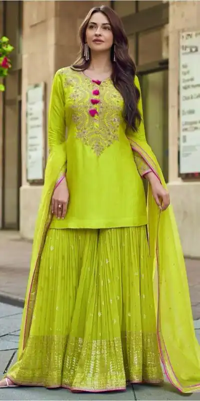 ST 233 Lime Yellow in Color Embroidery Work Salwar Suit Faux Georgette. Get it for ₹2049. Delivery 4-6 Working Days. Shop now. | Jump Suits, Tops & Bottoms, Track Suits, Trendy Wear, Salwar suit, Designer Suits, Casual Suits, Creative suits, Palazzo Suits, Party Wear Suits, Patiala Suits, Straight Suits