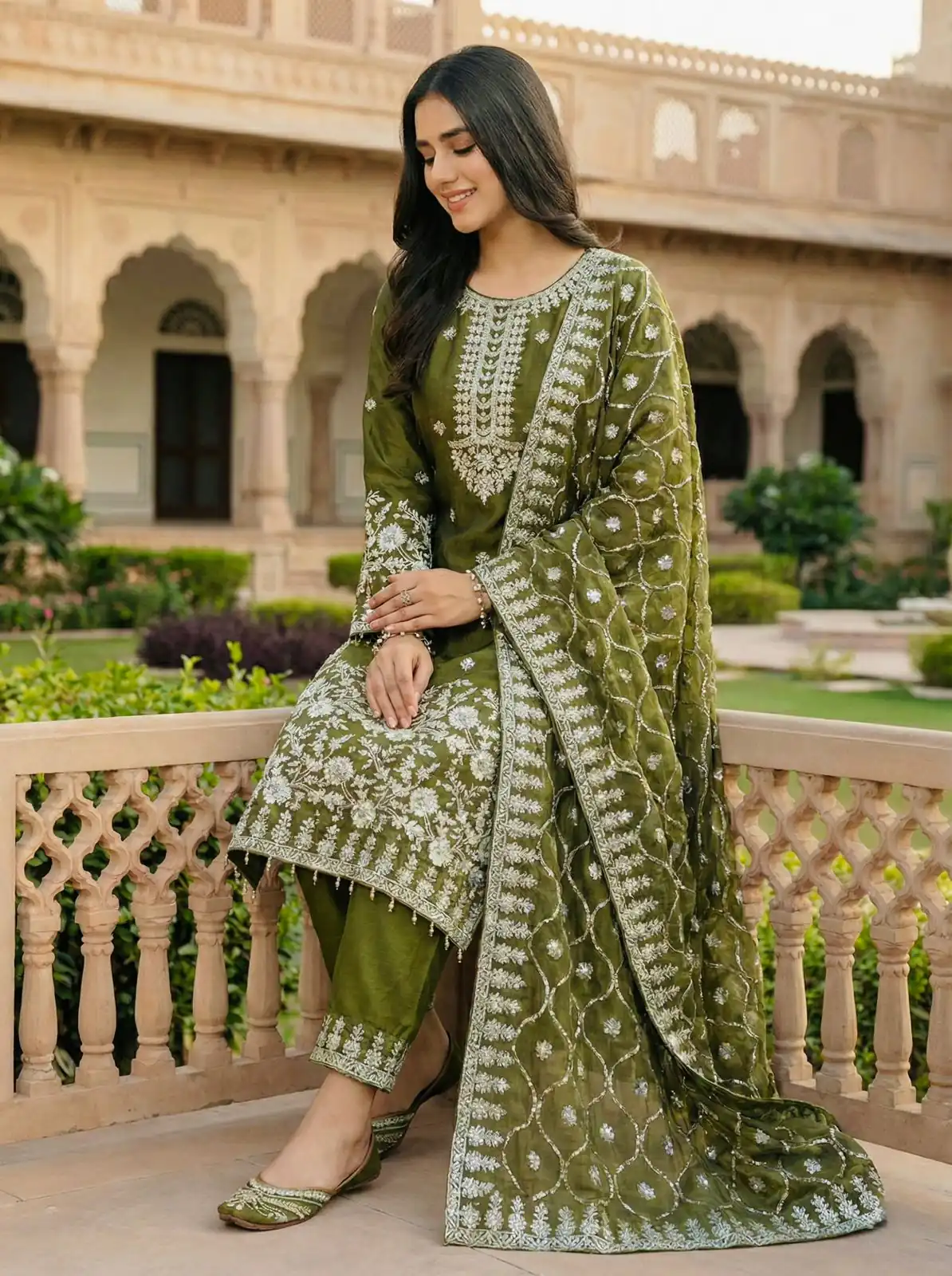 SRK 5320 Mahendi in Organza Silk Embroidery Work & Lace Work Salwar Suit . Available at ₹2399 only. Delivery 4-6 Working Days. Shop now. | Jump Suits, Tops & Bottoms, Track Suits, Trendy Wear, Salwar suit, Designer Suits, Casual Suits, Creative suits, Palazzo Suits, Party Wear Suits, Patiala Suits, Straight Suits