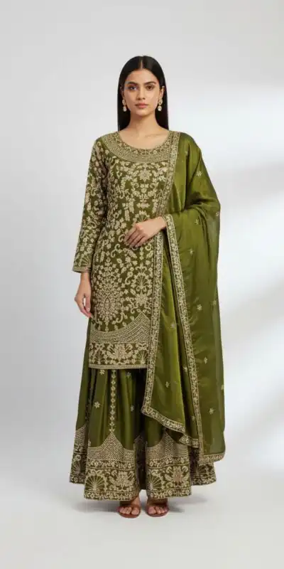 SR 1697 Mahendi Color Organza Silk Salwar Suit with Embroidery Work. Festive Deal ₹2549. Delivery 4-6 Working Days. Shop now. | Jump Suits, Tops & Bottoms, Track Suits, Trendy Wear, Salwar suit, Designer Suits, Casual Suits, Creative suits, Palazzo Suits, Party Wear Suits, Patiala Suits, Straight Suits