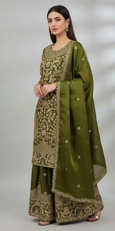 SR 1697 Mahendi Color Organza Silk Salwar Suit with Embroidery Work. Festive Deal ₹2549. Delivery 4-6 Working Days. Shop now. | Jump Suits, Tops & Bottoms, Track Suits, Trendy Wear, Salwar suit, Designer Suits, Casual Suits, Creative suits, Palazzo Suits, Party Wear Suits, Patiala Suits, Straight Suits