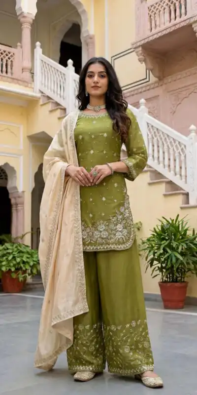 KD 1549 Mahendi Sequence Work Organza Silk Salwar Suit with Designer Work. Affordable Price ₹2149. Delivery 4-6 Working Days. Shop now. | Jump Suits, Tops & Bottoms, Track Suits, Trendy Wear, Salwar suit, Designer Suits, Casual Suits, Creative suits, Palazzo Suits, Party Wear Suits, Patiala Suits, Straight Suits