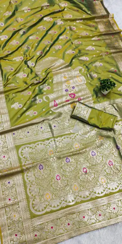 MB 3279 Mahendi Soft Banarasi Silk Saree with Lace Work & Zari Work. Festive Deal ₹1899. Delivery 4-6 Working Days. Shop now. | Sarees, Bollywood Sarees, Creative Sarees, Designer Sarees, Embroidered Sarees, Ethnic Saree, Modern Digital sarees, Party Wear Sarees