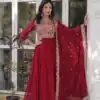 KA 1137 Maroon Faux Blooming Gown with Embroidery Work & Zari Work. Best Price ₹2599. Delivery 4-6 Working Days. Shop now. | Gowns, Bollywood Gowns, Creative Gowns, Designer Gowns, Embroidered Gowns, Party Wear Gowns