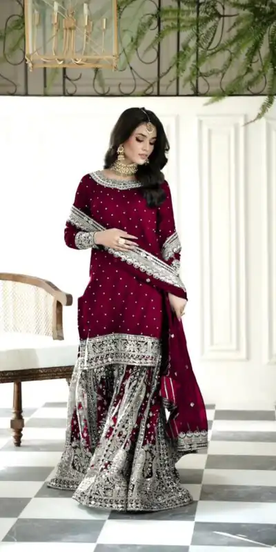 SSR 502 Maroon Faux Georgette Salwar Suit Perfect for Wedding, Party, Onam, Cultural Events, Diwali – . Festive Deal ₹2499. Delivery 4-6 Working Days | Jump Suits, Tops & Bottoms, Track Suits, Trendy Wear, Salwar suit, Designer Suits, Casual Suits, Creative suits, Palazzo Suits, Party Wear Suits, Patiala Suits, Straight Suits
