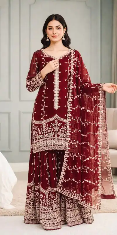 SSR 533 Maroon Color Fendy Silk Salwar Suit with Embroidery Work. Affordable Price ₹2149. Delivery 4-6 Working Days. Shop now. | Jump Suits, Salwar suit, Designer Suits, Casual Suits, Creative suits, Palazzo Suits, Party Wear Suits, Patiala Suits, Straight Suits