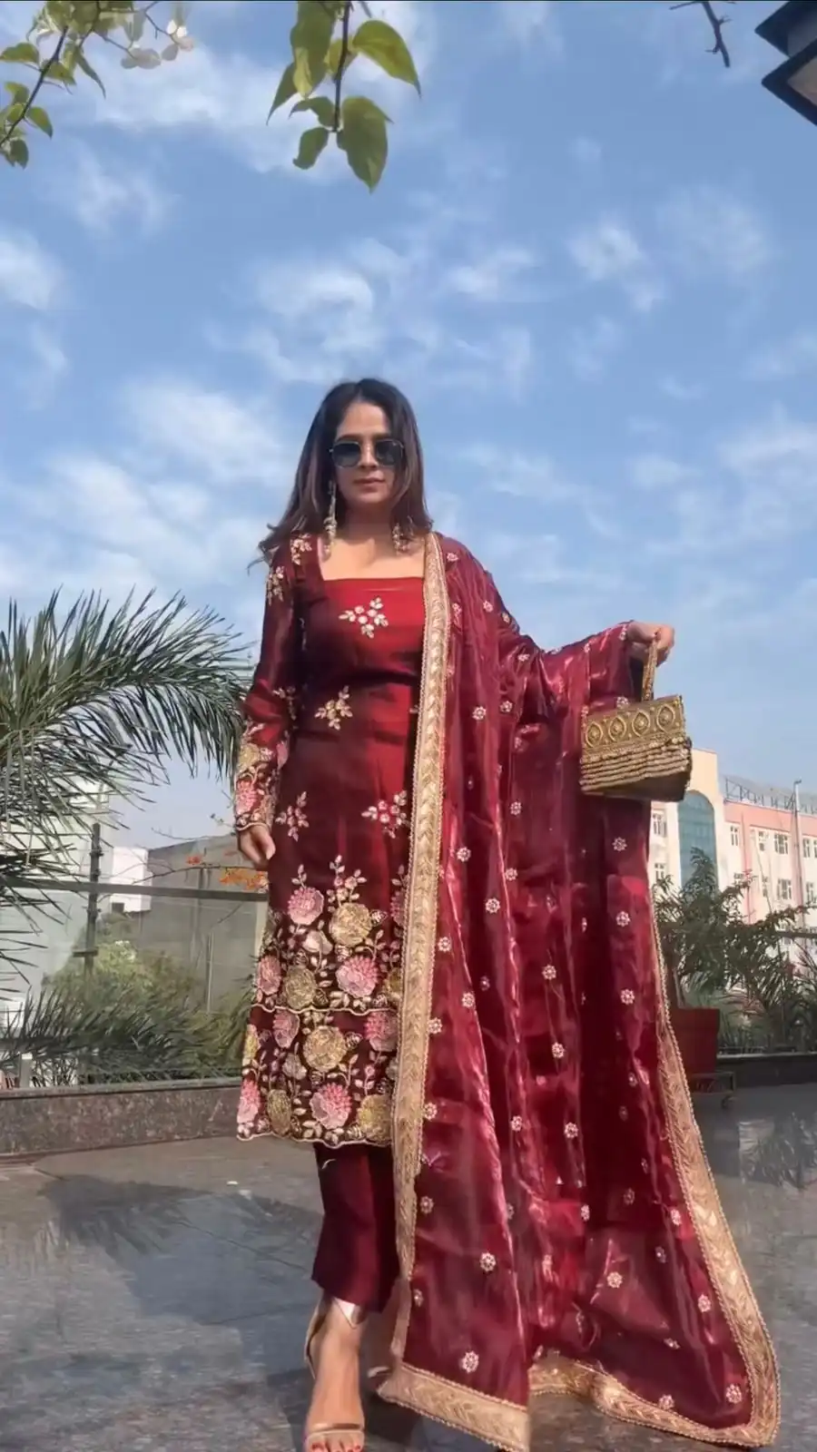 NSR 881 Maroon Organza Poly Silk Salwar Suit with Embroidery Work & Lace Work. Introductory Price ₹209. Delivery 4-6 Working Days. Shop now. | Jump Suits, Salwar suit, Designer Suits, Casual Suits, Creative suits, Palazzo Suits, Party Wear Suits, Patiala Suits, Straight Suits