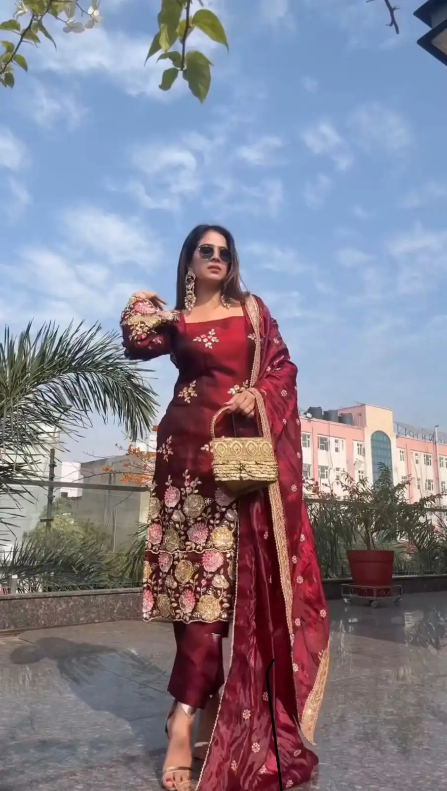 NSR 881 Maroon Organza Poly Silk Salwar Suit with Embroidery Work & Lace Work. Introductory Price ₹209. Delivery 4-6 Working Days. Shop now. | Jump Suits, Salwar suit, Designer Suits, Casual Suits, Creative suits, Palazzo Suits, Party Wear Suits, Patiala Suits, Straight Suits