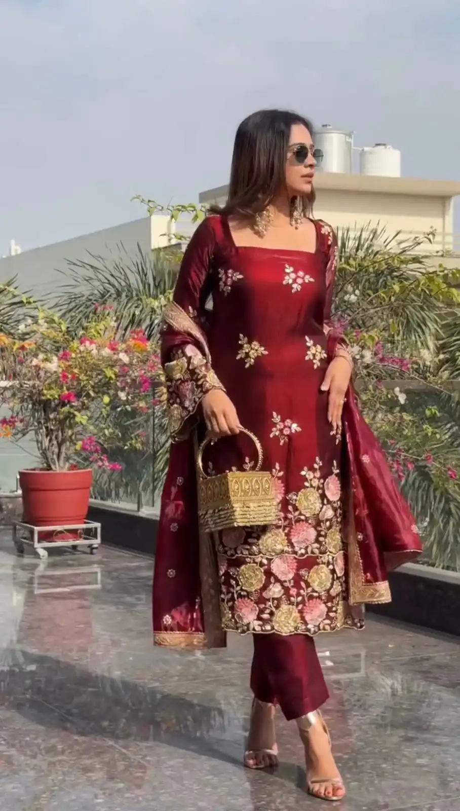 NSR 881 Maroon Organza Poly Silk Salwar Suit with Embroidery Work & Lace Work. Introductory Price ₹209. Delivery 4-6 Working Days. Shop now. | Jump Suits, Salwar suit, Designer Suits, Casual Suits, Creative suits, Palazzo Suits, Party Wear Suits, Patiala Suits, Straight Suits