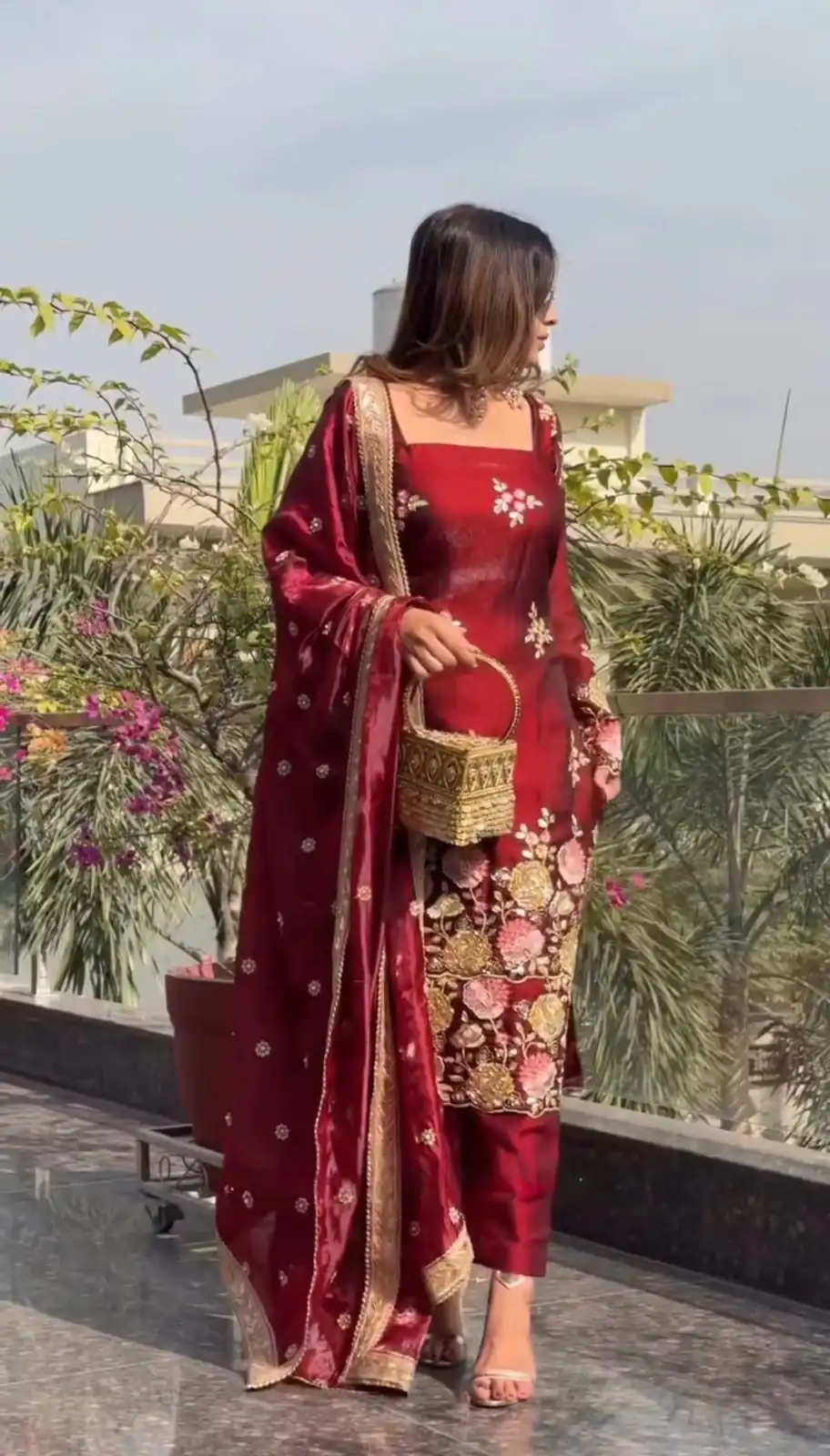 NSR 881 Maroon Organza Poly Silk Salwar Suit with Embroidery Work & Lace Work. Introductory Price ₹209. Delivery 4-6 Working Days. Shop now. | Jump Suits, Salwar suit, Designer Suits, Casual Suits, Creative suits, Palazzo Suits, Party Wear Suits, Patiala Suits, Straight Suits