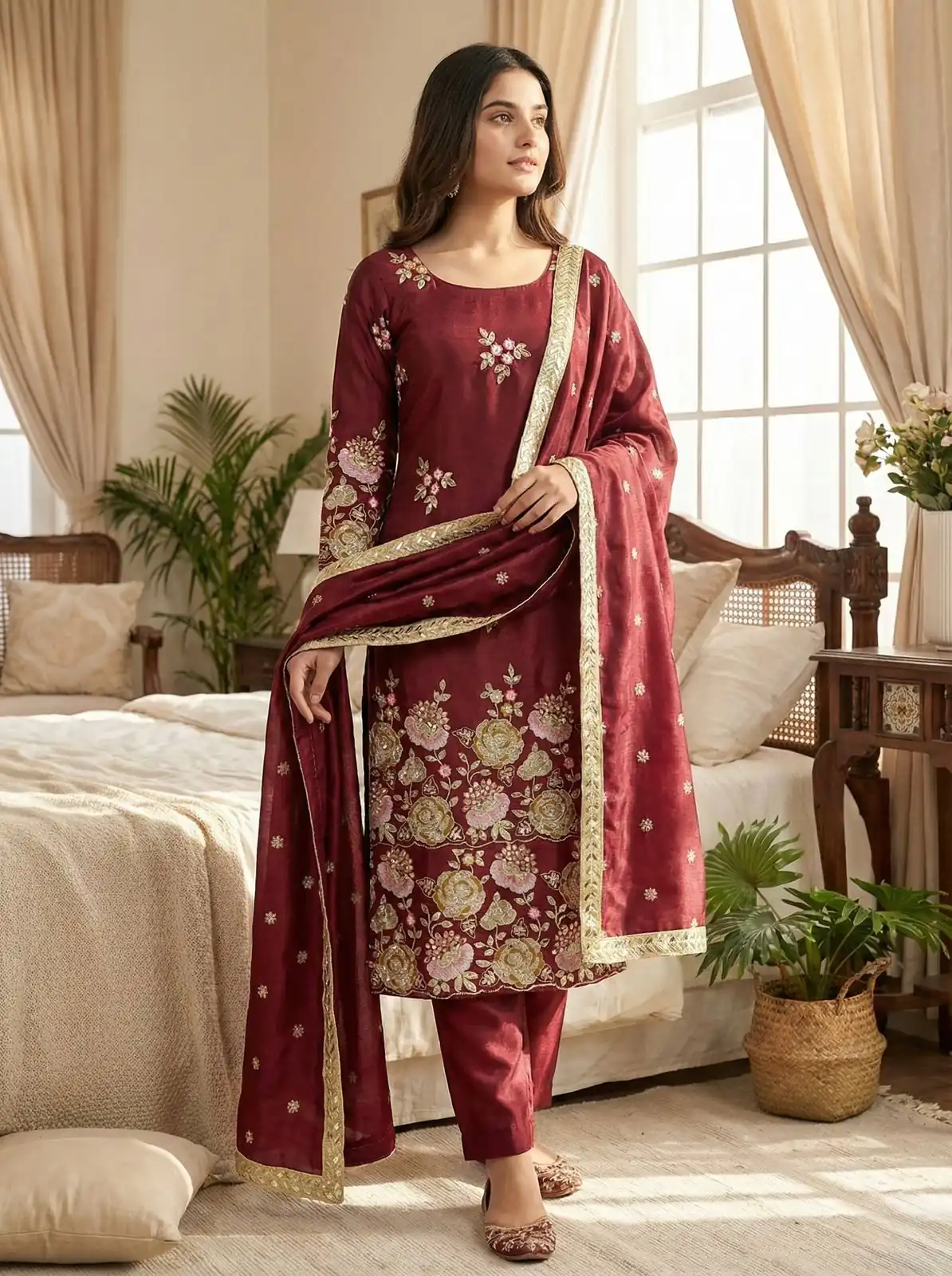 NSR 881 Maroon Organza Poly Silk Salwar Suit with Embroidery Work & Lace Work. Introductory Price ₹209. Delivery 4-6 Working Days. Shop now. | Jump Suits, Salwar suit, Designer Suits, Casual Suits, Creative suits, Palazzo Suits, Party Wear Suits, Patiala Suits, Straight Suits