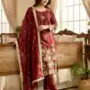 Maroon Organza Poly Silk Embroidery Work Salwar Suit