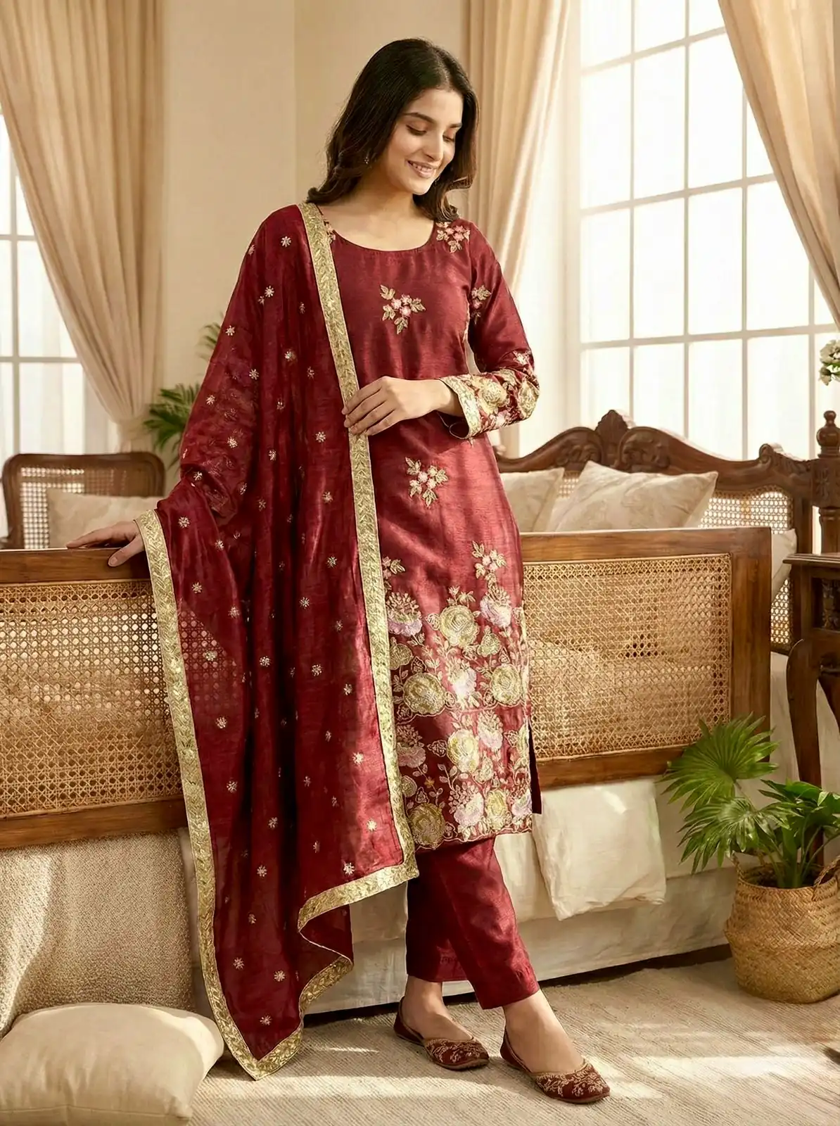 NSR 881 Maroon Organza Poly Silk Salwar Suit with Embroidery Work & Lace Work. Introductory Price ₹209. Delivery 4-6 Working Days. Shop now. | Jump Suits, Salwar suit, Designer Suits, Casual Suits, Creative suits, Palazzo Suits, Party Wear Suits, Patiala Suits, Straight Suits