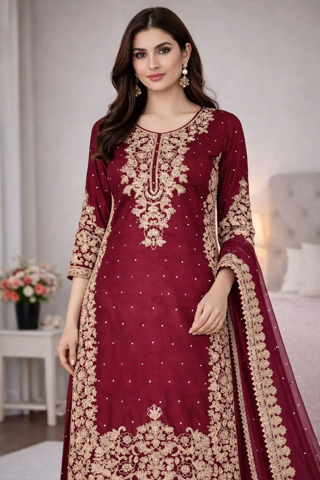 SSR 535 Maroon in Organza Silk Embroidery Work Salwar Suit . Available at ₹2399 only. Delivery 4-6 Working Days. Shop now. | Jump Suits, Tops & Bottoms, Track Suits, Trendy Wear, Salwar suit, Designer Suits, Casual Suits, Creative suits, Palazzo Suits, Party Wear Suits, Patiala Suits, Straight Suits
