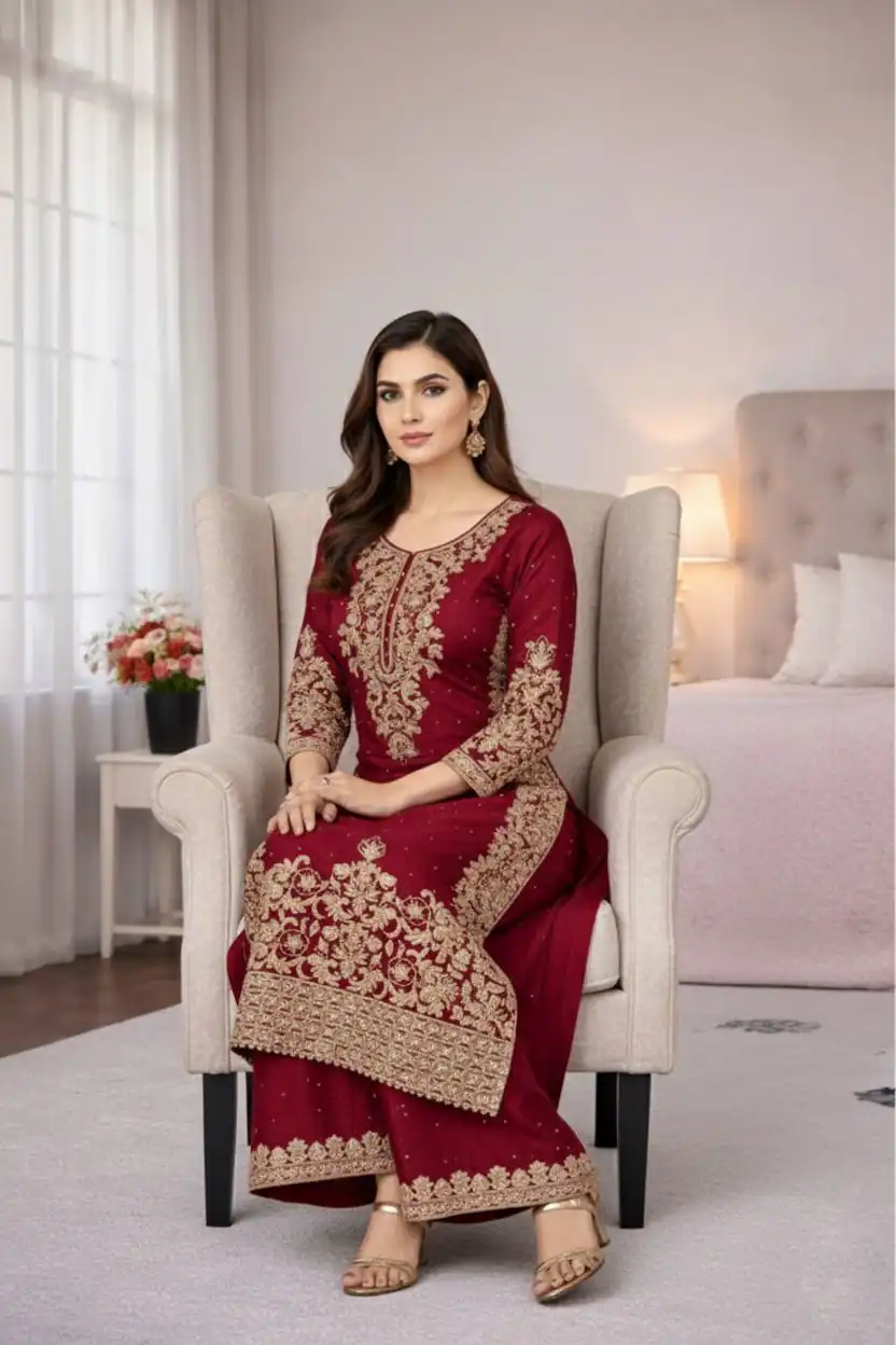 SSR 535 Maroon in Organza Silk Embroidery Work Salwar Suit . Available at ₹2399 only. Delivery 4-6 Working Days. Shop now. | Jump Suits, Tops & Bottoms, Track Suits, Trendy Wear, Salwar suit, Designer Suits, Casual Suits, Creative suits, Palazzo Suits, Party Wear Suits, Patiala Suits, Straight Suits