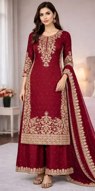 SSR 535 Maroon in Organza Silk Embroidery Work Salwar Suit . Available at ₹2399 only. Delivery 4-6 Working Days. Shop now. | Jump Suits, Tops & Bottoms, Track Suits, Trendy Wear, Salwar suit, Designer Suits, Casual Suits, Creative suits, Palazzo Suits, Party Wear Suits, Patiala Suits, Straight Suits